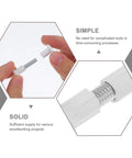 Close-up of assembly from 50 White Wood Panel Fasteners And Connector Bolts Kit For Cabinet And Tabletop Assembly