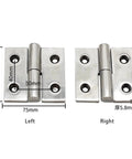 304 stainless steel removable hinge for heavy machinery with dimensions and measurements displayed.