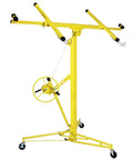 Heavy Duty Drywall Lift Panel Hoist For 16Ft Ceilings And 19Ft Walls 150 Lbs Capacity Rollable With Caster Wheels yellow frame