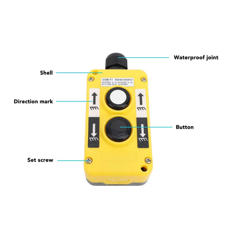 Pro Grade Rainproof Industrial Pushbutton Switch For Cranes And Hoists Up Down Driving Controller IP68 Strong Frame Flexible Buttons For Machines Automation Control AC2 yellow PC flame-retardant shell with two buttons