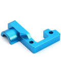 Blue TT02 Aluminum Open End Gearbox Cover for one tenth RC car upgrade, lightweight gear shield with clear view, Tamiya TT02 replacement.