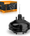 Bulletproof Vacuum Power Brake Booster Straight Swap For Chevy Tahoe GMC Yukon Cadillac Escalade K1500 K2500 C1500 C2500 Suburban 1997 To 2000 showing black dual chamber design with box
