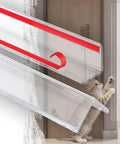 Clear Wall Corner Protector L Shaped Self Adhesive Edge Guard for doors with transparent design and red adhesive strip.