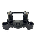 Honda CRF Billet Riser Top Triple Clamp And Bar Mount Black CNC Machined Aluminum for CRF 110 and CRF 125F Dirt Bikes, front view