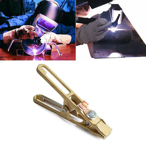 Heavy Duty A-Shape Metal Ground Welding Earth Clamp With Copper Grip Clip For Reliable Argon And Arc Welder Machine Ground Cable Connection Secure Lock close-up