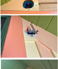 Ceiling Box Extender Kit 1 Pack Extends 3.5 Inch And 4 Inch Round Or Octagonal Electrical Boxes Up To 1.5 Inch UL Listed Plastic Ceiling Outlet Box Extension Ring installed in ceiling.