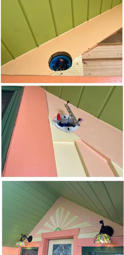 Ceiling Box Extender Kit 1 Pack Extends 3.5 Inch And 4 Inch Round Or Octagonal Electrical Boxes Up To 1.5 Inch UL Listed Plastic Ceiling Outlet Box Extension Ring installed in ceiling.