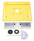 Slick Aluminum Router Table Insert Plate For Woodworking Heavy Duty Base Platform for carving and milling, features gold anodized surface.
