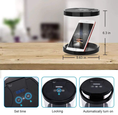 Timer Lock Box For Phone Addiction And Self Control, Multi Function Time Lock Container To Limit Screen Time And Temptations, BPA Free