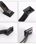 Close-up views of Oil Rubbed Bronze Cabinet Pulls 3 Inch Center 4.4 Inch Overall Length 10 Pack Zinc Kitchen Cabinet Handles.