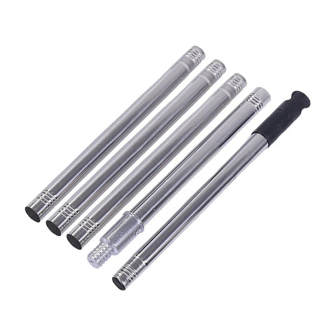 9 Inch Adjustable Paint Roller Set With Telescoping Extension Pole And Woven Fleece Covers For Walls And Ceilings Smooth Glide White Frame Easy Hustle Painting Kit extension poles laid out.