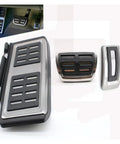 Heavy Duty Stainless Steel Clutch Brake And Gas Pedal Cover Kit Featuring Antislip Rubber Strips To Lock Down Your Grip And Freshen Up Your Cockpit Vibe Fast - three piece set