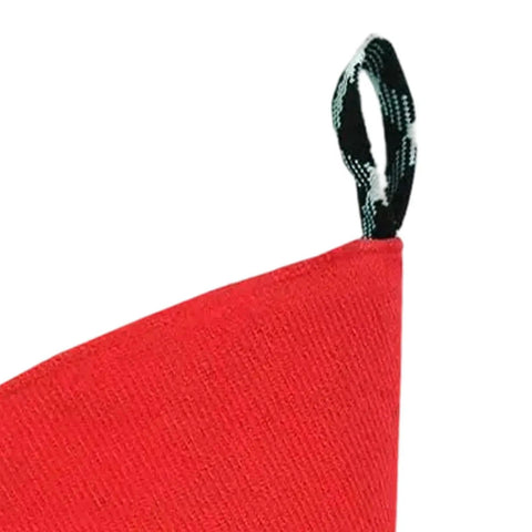 Close-up of red Dog Bite Sleeve Training Arm Guard For Puppies And Dogs Heavy Duty Tear Resistant Bite Protection Sleeve with loop.