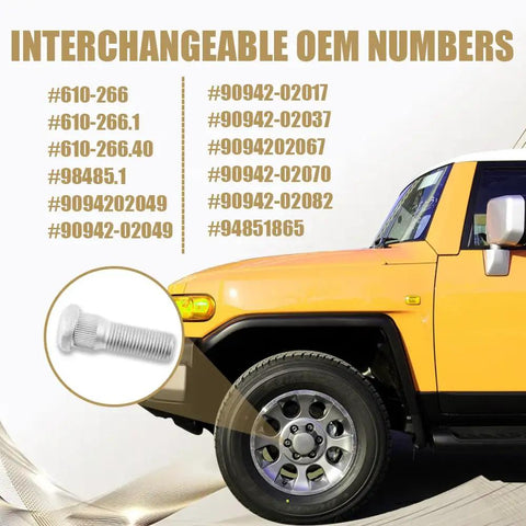 5 Pack Steel Wheel Studs And Lug Bolts, 49mm Long M12x1.5 Replacement For Chevy, Lexus, Toyota, Scion, Pontiac Cars with OEM numbers
