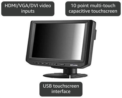 Badass Rugged 7 Inch Slick Capacitive Touchscreen Monitor With Hdmi Vga Dvi Usb Inputs 1000 Nit Killer Brightness for Heavy Duty Industrial Automotive Builds 1024 by 600 Wvga showing multiple input options.