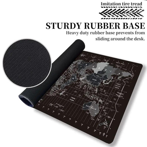 World Map Large Gaming Mouse Pad With Anti Slip Rubber Base Extended XXL Desk Mat For Gaming Keyboard And Mouse 31.5 By 11.8 Inches