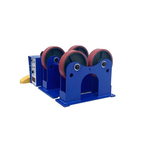 Heavy Duty Rotary Welding Positioner Tank Turner With 2200 Lb Load Capacity showcasing adjustable linkage holder and red rollers.