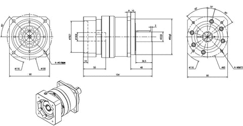 Heavy Duty Helical Gear Reducer Planetary Gearbox Built Tough As Nails For Industrial Jobs showing dimensions and design.