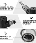 Ball Lock Keg Quick Disconnect Set With 5/16 Barb And 1/4 Barb Fittings, 2 Pairs, Leak-Proof Corny Keg Fittings Kit For DIY Homebrewing, Rotating Nut Adapter, Easy Gas And Liquid Line Connections. stainless steel barb fitting and disconnect angles