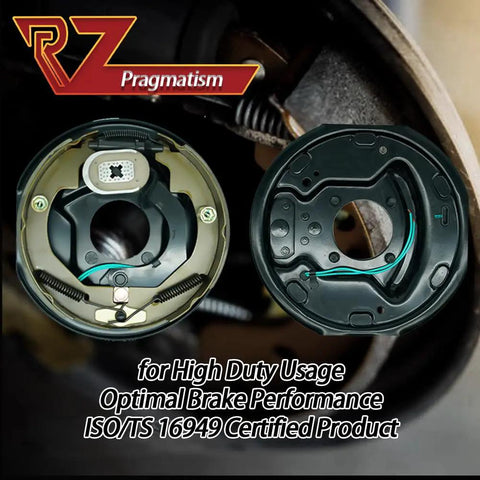 Electric Trailer Brake Assembly 10 Inch By 2-1/4 Inch For 2300-3500 Lb Axles with close-up view of the mechanism