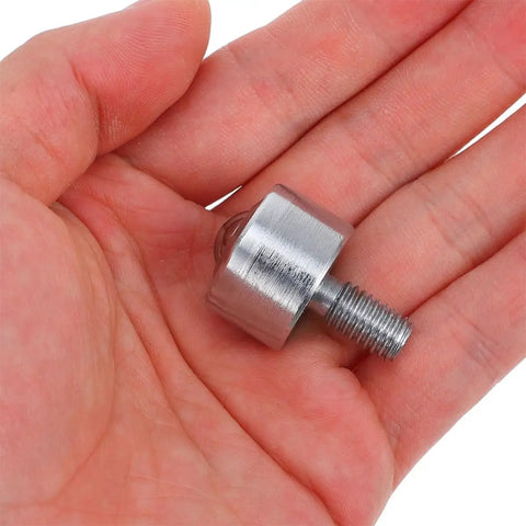 Built Tough Heavy Duty Ball Caster Roller Transfer Bearing With M12 Thread Stem held in hand, showcasing premium steel core construction.
