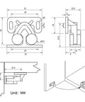 Technical diagram of Closet Door Roller Catch For Cabinets And RV Furniture Easy Install Double Roller Latch with dimensions.