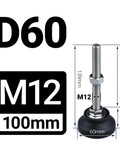 Adjustable Lathe Leg Set 60mm Diameter Threaded Leveling Feet with M12 thread and swivel base, four-pack for stable setup