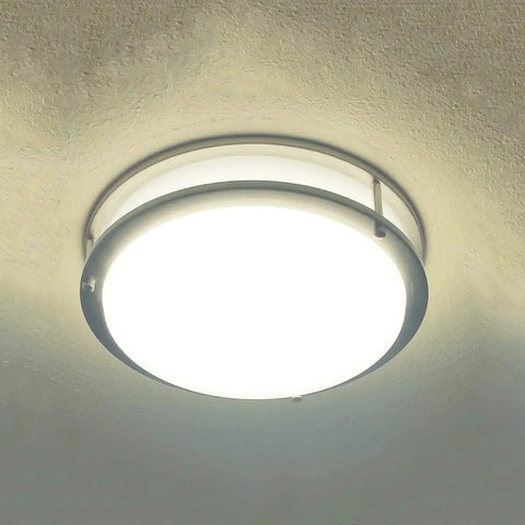 36W Dimmable LED Ceiling Light Fixture 13 Inch Flush Mount For Bedroom Kitchen Bathroom Hallway Stairwell Ultra Bright 3200 Lumens 3000K Warm White No Fuss Install, brushed nickel finish on ceiling