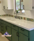 Kitchen with 100 Handpainted Mexican Talavera Tiles 4x4 Green Designs for Backsplash Dope Kitchen Decor Set of 100 Ceramic Tiles
