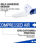 Economy 1 Roll Pipe Markers For Compressed Air Lines, 1 Inch High By 8 Inch Wide, Self Adhesive White And Blue Labels, Easy Peel And Apply, Durable Plastic Film Identification For Piping Systems, compressed air label roll