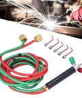 Pro High Heat Gas Torch For Metal Melting And Jewelry Crafting with red and green hoses and adjustable flame nozzle for crafting.