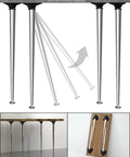 Sturdy As Heck 28 Inch Folding Table Legs Set Of 4 Chrome Metal Collapsible DIY Furniture Legs With Adjustable Floor Protectors