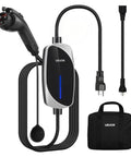 16 Amp Level 1 And Level 2 EV Charger With 25 Ft Cable, Portable Home Charging Station No Pro Needed, accessories shown