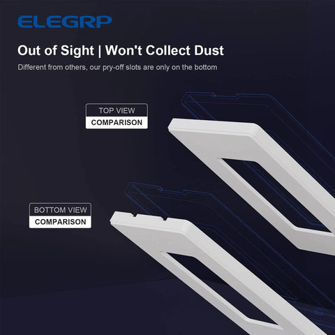 Two Gang Screwless Decorative Wall Plates Mid Size Cover Plates Unbreakable Thermoplastic Faceplates for Decorator Receptacles