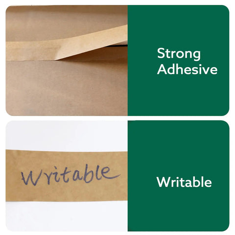 Image showing 6 Rolls Brown Packing Tape Bulk Pack 2 Inch By 55 Yards Kraft Paper Shipping Tape with strong adhesive and writable surface.