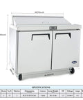 Heavy Duty 48 Inch Sandwich And Salad Prep Table Refrigerator With Stainless Steel Chassis 13.4 Cubic Foot Storage front view