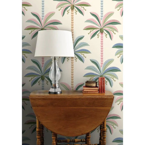 Kickass Midcentury Modern Vinyl Wallpaper With Sleek Leather Texture And Heavy Duty Commercial Grade Durability Custom Printed Just For You To Level Up Any Interior Space Today displayed in a room with wooden table and lamp.