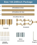 One And One Eighth Inch Curtain Rods Telescoping From 144 To 240 Inches With Heavy Duty Iron Rod Reinforced Aluminum Brackets