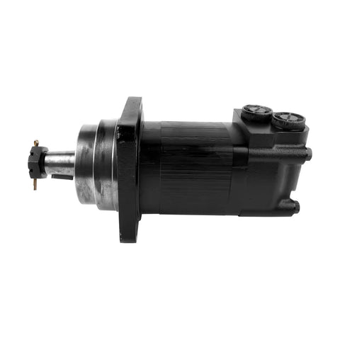 Side view of Drop In Replacement Hydraulic Motor For Eaton Char Lynn 2000 Series 24.03 CID, showcasing tapered shaft and bolt mount