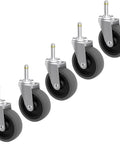 Replacement Casters For Brute Trash Bin Dollies Set Of 5 3 Inch Swivel Stem Wheels With 375 Lbs Capacity Per Set Compatible With FG264000BLA 2640