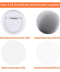 Premium Top Tier 200 Piece 2 Inch 58 Mm Button Maker Supplies And Pin Back Crafting Kits with metal tops and plastic backs.
