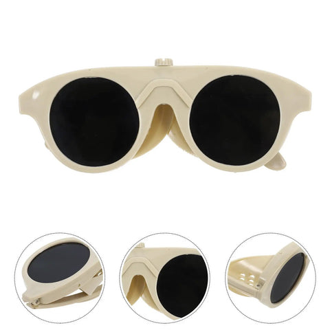 Badass 5 Piece Welding Goggles Set Made Tough With Impact Proof Plastic Safety Glasses built for real industrial workers, beige frame.