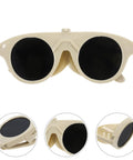 Heavy Duty Welding Goggles 5 Pack Anti Scratch Impact Resistant Safety Glasses For Grinding And Cutting built tough beige goggles front view.