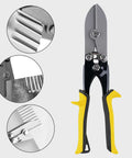 5 Blade Hand Ergonomic Grip Portable Crimping Tool For 24 Gauge Steel To 28 Gauge Stainless Steel with yellow handle, close-up view