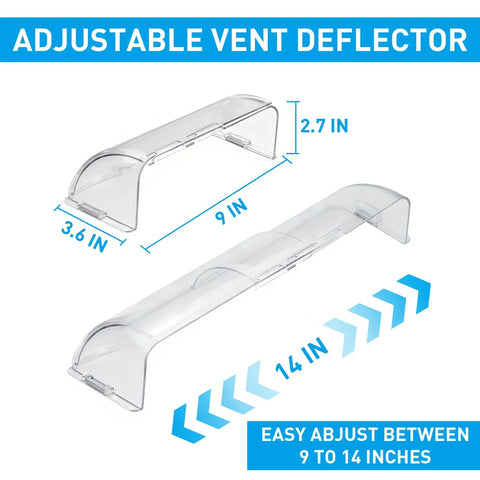 Magnetic Vent Deflector Shields For Floor, Wall, And Ceiling Registers 9 To 14 Inch Adjustable 2 Pack Clear Neodymium Magnets