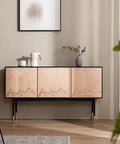 Super Slick Mountain Range Router Template Hella Thick Clear Acrylic Charcuterie Stencil For Awesome Woodworking Builds Pretty Tough Kitchen Cutting Board Pattern Jig displayed on a stylish sideboard.