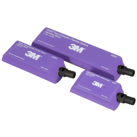 Lightweight Dust Extraction Flexible Radius Sanding Block Kit With Hookit System for Contour Touchups, three purple blocks