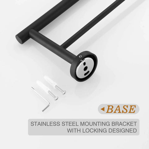 Dope Matte Black Bathroom Accessories Set 24 Inch Double Towel Bar Wall Mounted SUS304 Stainless Steel Hardware Mounting Kit