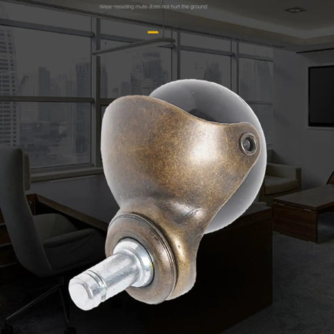 4pcs Inch Antique Bronze Ball Caster Wheel Swivel Chair Furniture close-up view showing wear-resistant design and metal stem.