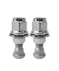 Close-up of M12x1.5 Wheel Lug Nut Stud Set 37mm 4 Pieces Compatible With Toyota Avalon Camry Corolla with chrome finish, dual nuts shown.